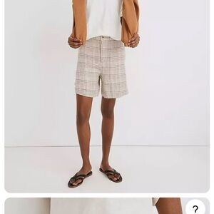 Madewell Beige Plaid Women’s Linen Shorts